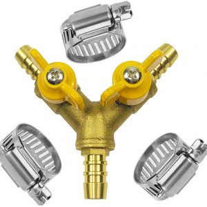 Da by Three-way hose valve Hose Barb Ball Valve 3/8″ Brass Fitting Y Shaped 2 Switch 3 Way Connector(for Hose ID 10mm-11mm) （Class A quality）
