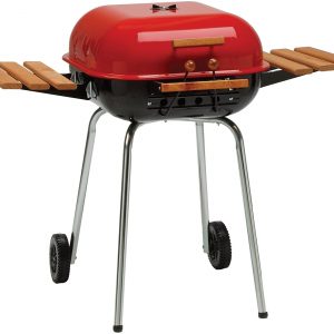 Swinger Charcoal Grill with Two Side Tables, Red