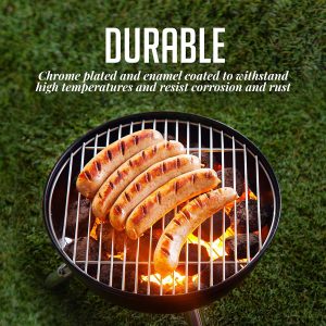 14-Inch Portable BBQ Charcoal Grill for Outdoor Cooking and Camping, Stainless Steel Body for Heavy Duty with Dual Vent System, Perfect for Patio or Backyard Barbecue Party, Red GQR0400BR