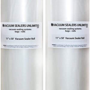 2 Pack of Vacuum Sealers Unlimited – 11″ x 50′ Rolls For FoodSaver, etc. – Thicker, Heavy-Duty Commercial Quality Textured Vacuum Sealer Bags – BPA Free