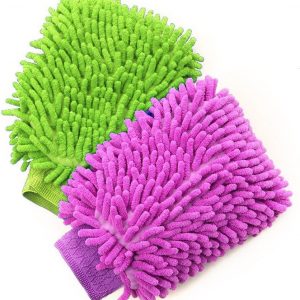 House Cleaning and Car Wash Mitts, Home Dusting Microfiber Gloves, Washing Clean Polish Faster (2-Pack, Green/Blue)