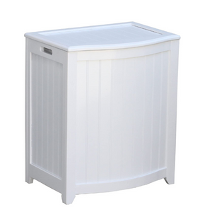 Oceanstar BHP0106W Bowed Front Laundry Wood Hamper, White Finished 24″x14.25″x20″