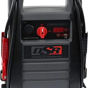 Schumacher DSR114 DSR ProSeries Jump Starter – 2200 Peak Amps, 525 Cranking Amps, 350 Cold Cranking Amps – with USB and 12V DC Power Port for Charging Phones, Tablets