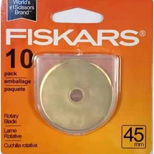 10 Pack Titanium Coated Rotary Cutter Blades 45mm Fits Fiskars 45mm Rotary Cutter, Replacement Blades Quilting Scrapbooking Sewing Arts Crafts