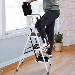 3 Step Ladder with Handrails 500 lb Capacity Step Stool Folding Ladders