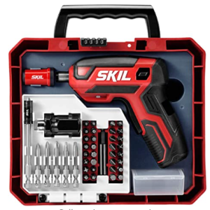 SKIL Rechargeable 4V Cordless Pistol Grip Screwdriver with 42pcs Bit Set, USB Charger and Carrying Case – SD5618-03