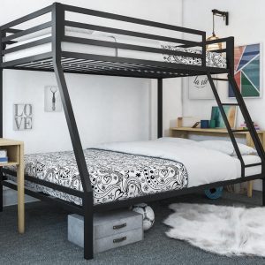 Mainstays Premium Twin over Full Metal Bunk Bed Metal Black Bedroom Furniture