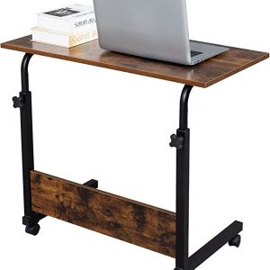 Computer Desk 31 Inches Rolling & Height Adjustable Standing Desk Work Home Office Writing Small Desk Retro Sit Stand Home Office PC Desk with Baffle Steel Side Table Student School Writing Desk