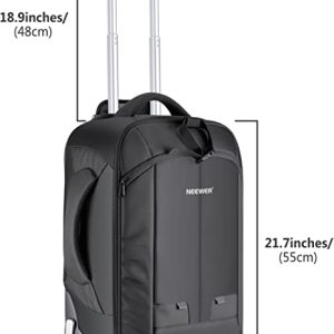 US Warehouse – Aleron 2-in-1 Convertible Wheeled Camera Backpack Luggage Trolley Case with Double Bar Anti-Shock Detachable Padded Compartment – (Color: Black Gray)