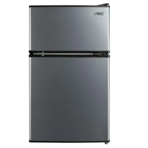 3.2 Cu Ft Two Door Compact Refrigerator with Freezer, Stainless Steel. NEW