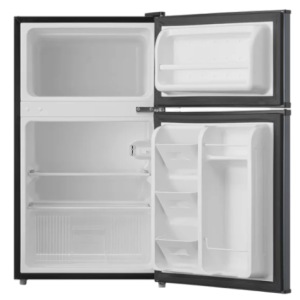 3.2 Cu Ft Two Door Compact Refrigerator with Freezer, Stainless Steel. NEW