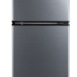 3.2 Cu Ft Two Door Compact Refrigerator with Freezer, Stainless Steel