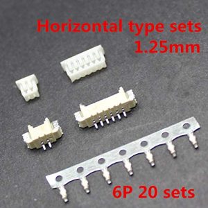 Davitu Micro JST 1.25mm 2-8 Pin Horizontal Type SMD Connector Plug Female,Male x 20 Sets – (Color: 5P 20sets)