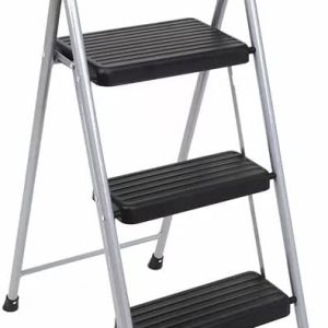 Lightweight 3-Step Ladder with Folding Step Stool, 225 lbs. Load Capacity, Slip-Resistant Steps, and Portable Design