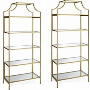 Better Homes and Gardens Nola 5-Open Shelves Bookcase, (Gold, Set of 2, Bookcase)
