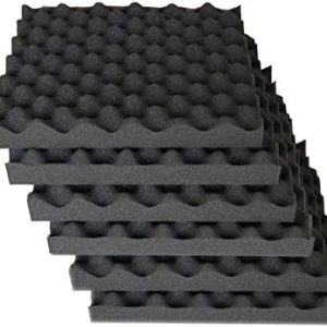 IZO All Supply Convoluted 2 Inch 12in W x 12in L Egg Crate Panels Acoustic Foam Sound Proof Wall Tiles, 6 Pack