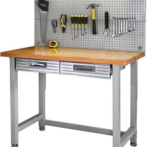 Seville Classics UltraHD Lighted Workbench 48L x 24W x 65.5H Inches Stainless