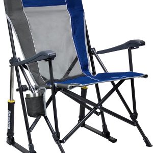 NWT – GCI Roadtrip Rocker Collapsible Rocking Chair & Outdoor Camping Chair, Color: Royal/Pewter