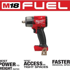 Milwaukee 2962-20 M18 FUEL Lithium-Ion Brushless Mid-Torque 1/2 in. Cordless Impact Wrench with Friction Ring (Tool Only)