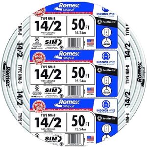 Southwire Romex Brand Simpull Solid Indoor 14/2 W/G NMB Cable 50ft coil – SW# 28827422