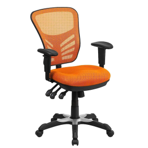 Flash Furniture Mid-Back Orange Mesh Multifunction Executive Swivel Ergonomic Office Chair with Adjustable Arms