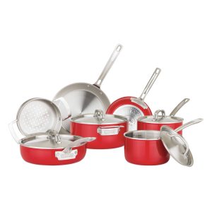 Viking Multi-Ply 2-Ply 11pc Cookware Set, Stainless Steel Lids, Red