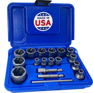 ROCKETSOCKET 18 Piece Bolt Lug Nut Extractor Socket Tool Set, Made in USA Steel