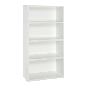 ClosetMaid Bookshelf with 4 Shelf Tiers, Adjustable Shelves, Tall Bookcase Sturdy Wood with Closed Back Panel, White Finish