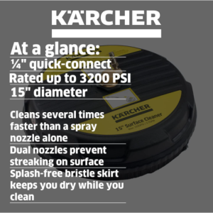 Karcher Universal 15″ Pressure Washer Surface Cleaner Attachment, 3200 PSI