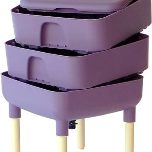FCMP Outdoor – The Essential Living Composter, 2-Tray Worm Composter, Plum