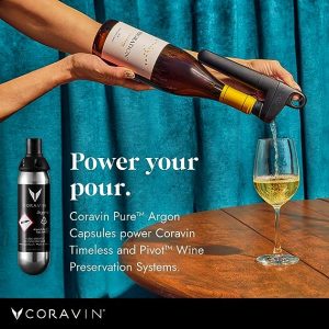 Coravin Pure Argon Capsules – 6 Pack – Preserve Wine for Years – For Coravin Timeless and Pivot Preservation System – Wine Gas Cartridges – For Red Wines, White Wines & More – Coravin Gas Capsules