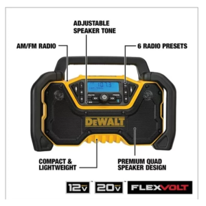 12V/20V MAX* Portable Radio, Bluetooth, Cordless, Jobsite, Tool Only (DCR028B)