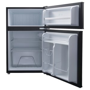 Galanz 3.1 Cu ft Two Door Mini Fridge with Freezer Estar, Black, Freeship