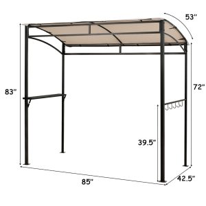 7’x4.5′ Grill Gazebo Outdoor Patio Garden BBQ Canopy Shelter Storage Hook Beige