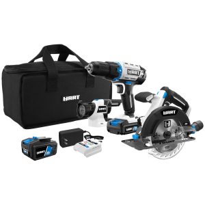 HART 3-Tool 20-Volt Cordless Combo Kit with and 16-inch Storage Bag Battery R1