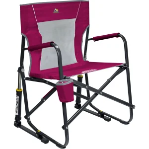 GCI Outdoor Freestyle Rocker Mesh Chair – Outdoor Camping Chair, Raspberry