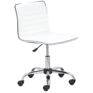 BTEXPERT BTExpert Swivel Mid Back Armless Ribbed Designer Task Chair Leather Soft Upholstery Office Chair – White