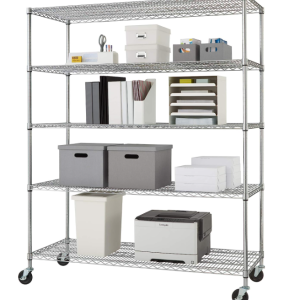 TRINITY EcoStorage Heavy Duty 5-Tier Adjustable Wire Shelving with Wheels for Kitchen Organization, Garage Storage, Laundry Room, NSF Certified, 800 to 4000 Pound Capacity, Chrome, 60 by 24 by 72-Inch