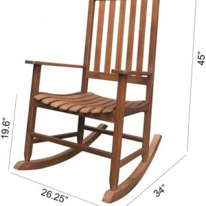 Set of 2 Natural Porch Rocker Outdoor Wood Rocking Chair Patio Lawn Garden Furniture for Backyard, Fire Pit, Lawn, Garden and Indoor Natural