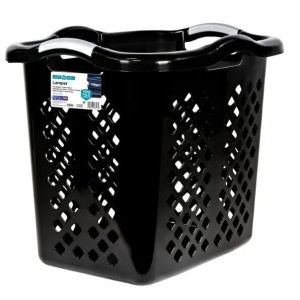 Home Logic 2 Bushel Lamper Plastic Laundry Basket with Silver Handles, Black