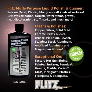 Flitz LQ 04506 Metal, Plastic & Fiberglass Polish 16oz/473ml Liquid Formula 2 Pk