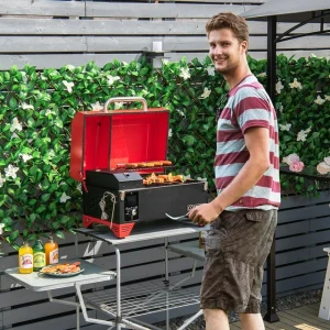 Portable Tabletop Pellet Grill Outdoor Smoker BBQ w/Digital Control System Red