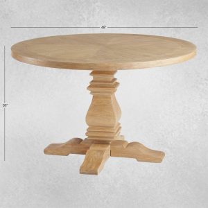 Round Natural Wood Dining Table for Kitchen, Dining Room