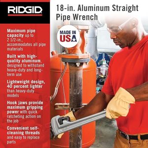RIDGID 31100 Model 818 Aluminum Straight Pipe Wrench, 18-inch Plumbing Wrench