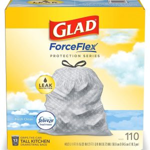 Forceflex Protection Series, Tall Kitchen Trash Bags, 13 Gal, Fresh Clean with F