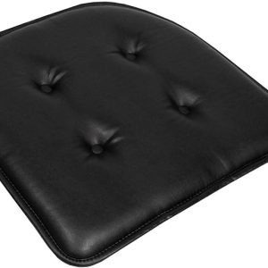U-Shape Memory Foam Chair Pad Cushion No Slip Faux Leather 2 Pack Black