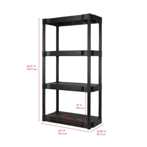 4-Tier Shelf Plastic Shelves Rack Storage Organizer Heavy Duty Garage