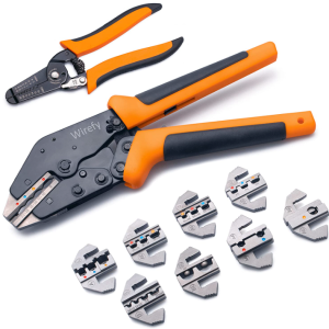Crimping Tool Set 11 PCS – High Leverage Wire Crimper 9″ – Heat Shrink, Nylon
