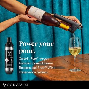 Coravin Pure Argon Capsules – 3 Pack – Preserve Wine for Years – For Coravin Timeless and Pivot Preservation System – Wine Gas Cartridges – For Red Wines, White Wines & More – Coravin Gas Capsules