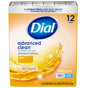 Dial Antibacterial Deodorant Bar Soap, Advanced Clean, Gold, 4 oz, 12 Bars NEW